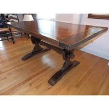 20th Century Early American Ethan Allen Dark Pine Trestle Dining Table Chairish Pine Dining Table Classic Dining Room Furniture Dining Table
