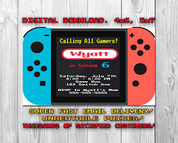 Nintendo Switch Birthday Party Invitation Video Game Etsy Video Games Birthday Video Game Party Birthday Party Invitations