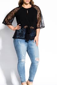 City Chic Mixed Media Lace Blouse Plus Size Nordstrom Rack