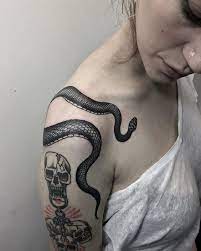Pin By Ebony Pena Ewers On Tattood Snake Shoulder Tattoo Snake Tattoo Arm Tattoos