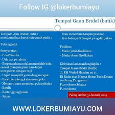 Lowongan kerja part time untuk mahasiswa purwokerto. Tempat Gaun Bridal Butik Membutuhkan Karyawan Untuk Posisi Tukang Jahit Persyaratan Pria Wanita Usia 25 40 Tahun Berpengal Butik Tempat Tujuan Kerja