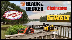 Black And Decker 36v Battery Replacement Canada Dewalt Vs Black Decker Battery Powered Chainsaws Which Is The Best Battery Chainsaw Youtube