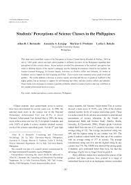 The examples include some discussion of the results of statistical tests, as well as sample tables from the studies. Pdf Students Perceptions Of Science Classes In The Philippines