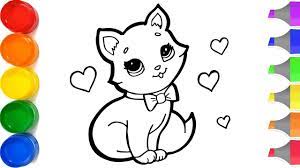 55 best gambar mewarnai images on pinterest | coloring. Glitter Rainbow Cute Cat Coloring And Drawing For Kids Cara Menggambar Dan Mewarnai Kucing Youtube