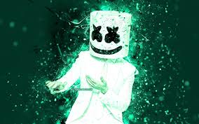 تحميل خلفيات 4k Dj Marshmello أضواء النيون الفيروز الرقص نجوم