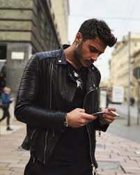 Poangielsku Hot Instagrammer Lucamacellaripalmieri In A Black Leather Jacket Leather Jacket Men Leather Jacket Men Style Leather Jacket
