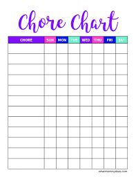 Printable Childrens Chore Online Charts Collection