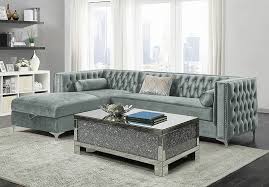 Find modern and trendy grey living room furniture to make your home look chic and elegant, only on alibaba.com. Modern Sectional Living Room Furniture Button Tufted Silver Gray Velvet Sofa Couch Storage Chaise Set Ifd Furnishings