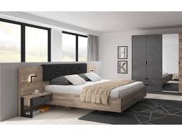 ensemble lit 160x200 sommier inclus et 2 chevets ardensia bobochic