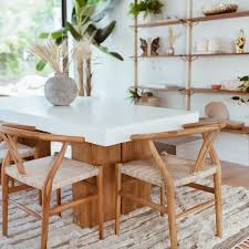 Cooper Modern Rectangular White Concrete Teak Base Outdoor Dining Table Small In 2020 Teak Dining Chairs Coastal Dining Room Scandi Dining Room