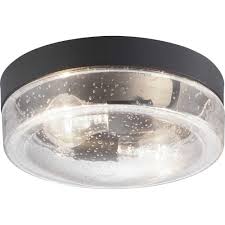Portfolio exterior outdoor flush mount ceiling 1 light fixture black 0255320 new. Progress Lighting Weldon Collection 2 Light Textured Black Clear Seeded Glass Farmhouse Outdoor Ceiling Flush Mount Light P550042 031 The Home Depot