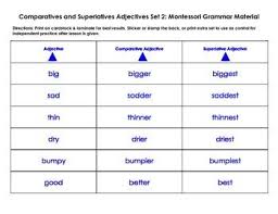 Montessori Comparatives And Superlatives Adjectives Set 2 Superlative Adjectives Adjectives Superlatives
