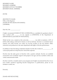 Writing a cover letter for college admissions awesome grad school. Graduate School Recommendation Letter Sample Letters And Examples
