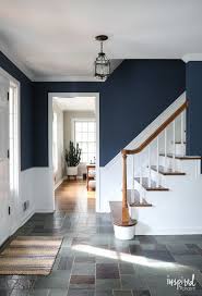 A Look At My Newly Painted Entryway Color Farrow And Ball Stiffkey Blue Entryway Painting Farrowandball Stiffke Entryway Colors Blue Hallway House Design