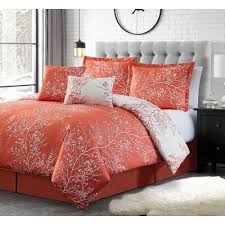 Pom microfiber down alternative embroidered comforter pillow sham set. Elliana 6 Piece Reversible Comforter Set Size King Color Coral White Coral Bedding Comforter Sets Brown Comforter Sets