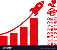 Startup Rocket Bar Chart Icon With Love Bonus