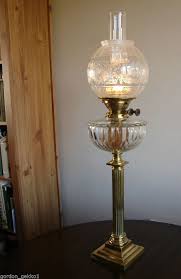 Antique Victorian Youngs Duplex Corinthian Column Table Oil Lamp Glass Shade Glass Hurricane Lamps Oil Lamps Victorian Lamps