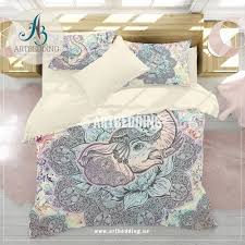 Elephant Bedding Boho Unicorn Colors Elephant Mandala Duvet Cover Set Mandala Lotus Comforter Set Elephant Bedding Duvet Cover Sets Bedding Sets