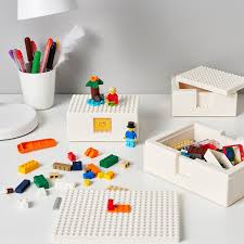 Bygglek Lego Box With Lid Set Of 3 White Ikea Lego Set Display Lego Bedroom Lego Boxes