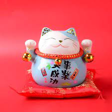 Mini Maneki Neko - Figurine de chat porte-bonheur japonais en céramique -  Décoration de bureau - Cadeau d'anniversaire - 10,5 cm : Amazon.ca: Maison