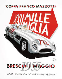 Mille Miglia 1955 Mercedes 300slr Stirling Moss By C Dennis Simon This Poster Is Available At Centur Vintage Racing Poster Auto Racing Posters Racing Posters