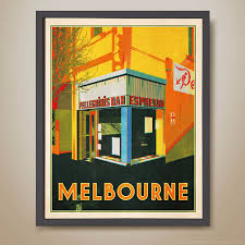 Pellegrinis Espresso Bar Melbourne Yellow Print Cafe Posters Melbourne Cafe Melbourne Art