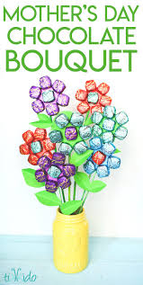 Sometimes candy bouquets are the easiest way to serve a snack at a kids' party without having to get everyone a plate and cutlery. Delicious Dark Chocolate Mother S Day Bouquet Tutorial Tikkido Com