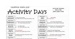 Activity Days Calendar Activity Days Lds Activity Activities