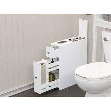 Consider bathroom cabinets for storage, bathroom shelving with integrated storage space, and bathroom medicine cabinets to store small healthcare and beauty care items. Spirich Slim Bathroom Storage Cabinet Free Standing Toilet Paper Holder Bathroom Cabinet Slide Out Drawer Storage White Walmart Com Walmart Com