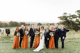 Fall Wedding Party Burnt Orange Bridesmaids Dresses By Goddess By Nature W Orange Bridesmaid Dresses Australian Wedding Dresses Orange Bridesmaid Dress Fall
