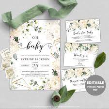 Floral Baby Shower Invitation Template Diy Greenery Invitation Printable Baby Shower Invitations Babyshower Invitations Girl Floral Baby Shower