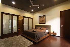 Have you ever thought that the coloring is one of the most important aspects that needs to be considered when you arrange and decorate your bedroom? Simple Ceiling Fan On Calm Ceiling Color In Brown Bedroom Ideas With Plain Wall Paint And Woode False Ceiling Bedroom False Ceiling Living Room Colored Ceiling