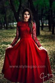 Latest Party Wedding Wear Frocks Designs Collection 2020 2021 Beautiful Pakistani Dresses Party Wear Frocks Red Frock