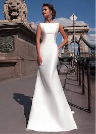 136 50 Charming Satin Bateau Neckline Mermaid Wedding Dresses With Detachable Train In 2020 Satin Mermaid Wedding Dress Bridal Dresses Bride Gowns