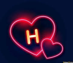 H Name Dp Pics For Whatapp N Facebook With Neon Light Heart Black Background In 2020 Black Background Wallpaper F Names Name Wallpaper