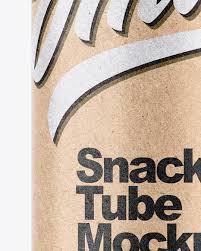 Kraft Snack Tube W Chips Mockup In Tube Mockups On Yellow Images Object Mockups