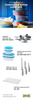 Ikea Cooking And Eating Kits Have Everything You Need To Dine In Your Small College Space Starting At 35 Ikea College Living Decor Deals
