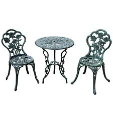Browse a large selection of traditional outdoor furniture and patio furniture, including teak, metal and wicker garden furniture sets and individual pieces for your yard. Outsunny 3pc Outdoor Cast Iron Bistro Set Table Chair 3 Piece Cast Iron Antique Patio Furniture Set Dining And Garden Green Aosom