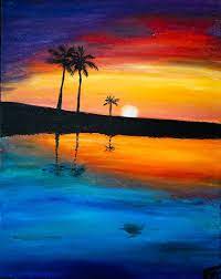 How to make an ocean sunset acrylic painting step by step :)materials used:canvas: Beach Sunset Painting Ideas