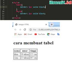 Belajar Cara Membuat Tabel Pada Html Tag Table Ilmuit Id Di 2020 Belajar