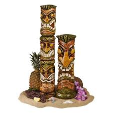 Design Toscano Aloha Hawaii Tiki Sculpture Set 2 Piece Cs922670 The Home Depot Tiki Statues Tiki Design Toscano