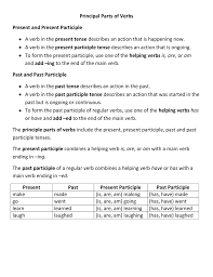 Principal Parts Of Verbs Present And Present Participle A