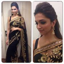 She can carry any outfit effortlessly and looks stunning both in indian and western wear. Shop For Deepika Padukone Black Designer Saree 517855