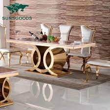 A modern dining table from crate and barrel gives your space a fresh new look. 6 Seater New Design Modern Gold Stainless Steel Marble Dining Table Set Buy Marble Dining Table Set Marble Dining Table Set Modern Gold Stainless Steel Marble Dining Table Product On Alibaba Com