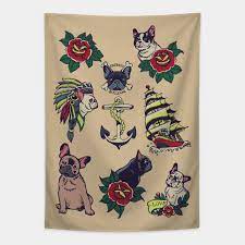 Tattoo dog cute french bulldogs 35 ideas. French Bulldog Tattoo French Bulldog Tapisserie Teepublic De