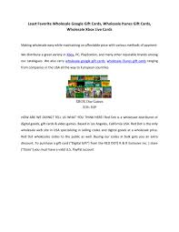Discover listings by location today. Least Favorite Wholesale Google Gift Cards Wholesale Itunes Gift Cards Wholesale Xbox Live Cards By I Codes Wholesale Issuu