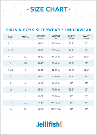 size chart jellifish kids