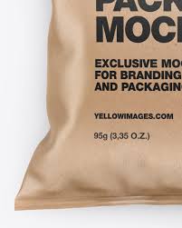 Fast food burger packaging box mockup. Kraft Snack Package Mockup In Flow Pack Mockups On Yellow Images Object Mockups
