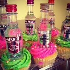 21st Birthday Mini Liquor Bottle Cake Inspiration Top Cupcakes With Mini Alcohol Bottles For Your Next Bachelor Bachelorette Party Bachelorette Party Cupcakes Cupcake Party Bachlorette Party
