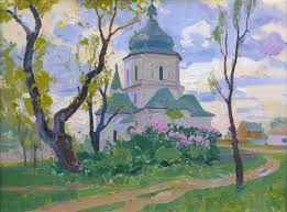 Lilacs Near The Church 2020 Oil Painting By Victor Onyshchenko Oil Painting Painting Oil Painting On Canvas